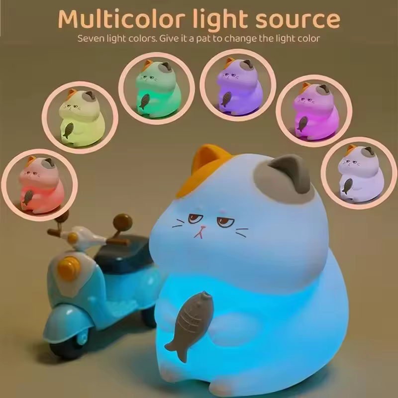 Veilleuse chat Gourmand, lampe Pat-Pat ambiante, Rechargeable, minuterie, idéale pour la décoration
