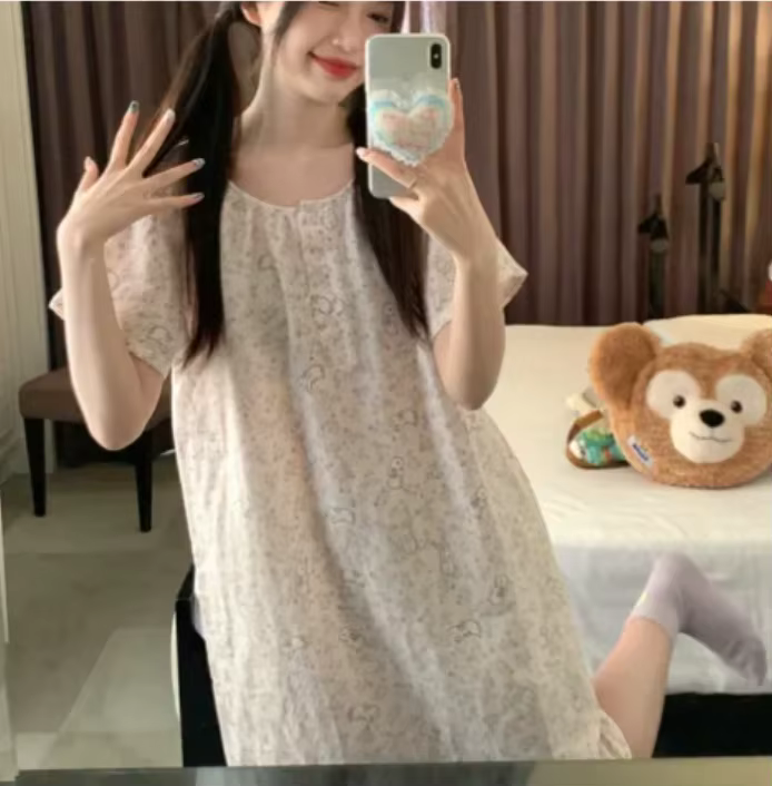 Chemise de nuit en dentelle pour femme, robe de nuit mi-longue 1 pièce à col en V avec coussinets in