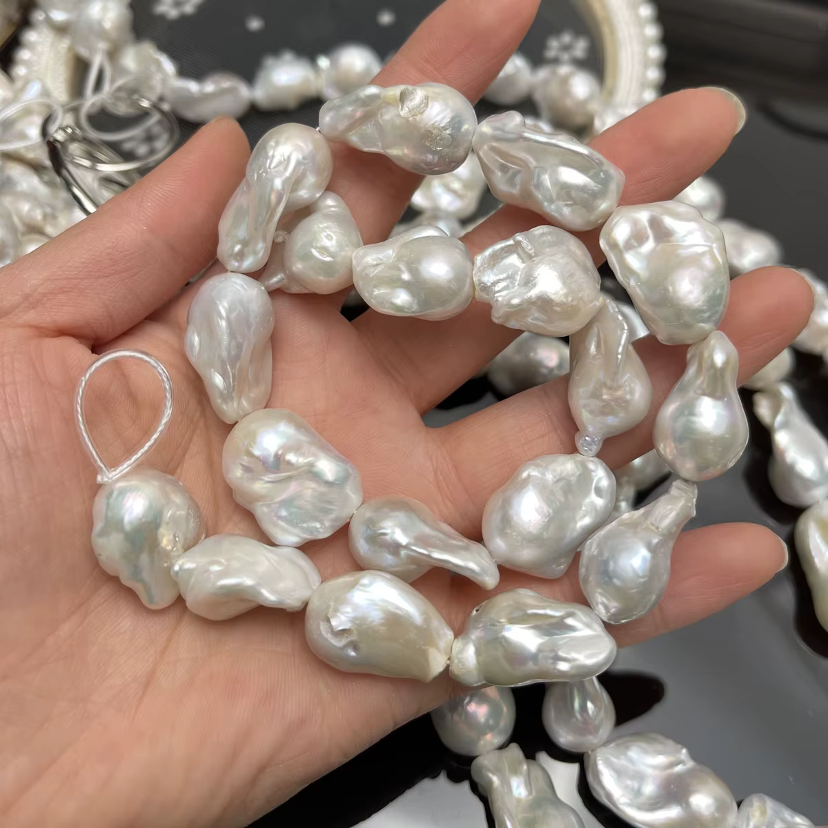 Perle d'eau douce naturelle blanche, grande perle baroque, perle en vrac pour la fabrication de bijo