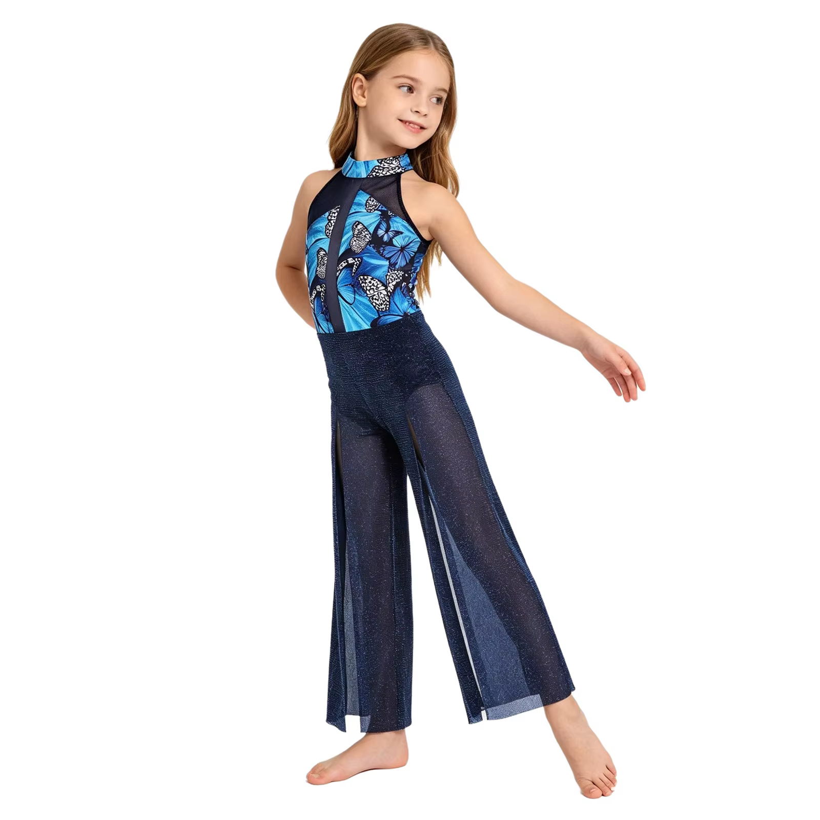 Combinaison de danse lyrique pour enfants filles, Costume de danse lyrique, corsage à paillettes bri