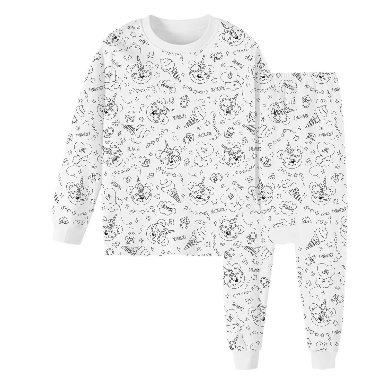 Ensemble pyjama deux pièces coloré pour enfants, couleur votre propre pyjama artisanal, Kit de color