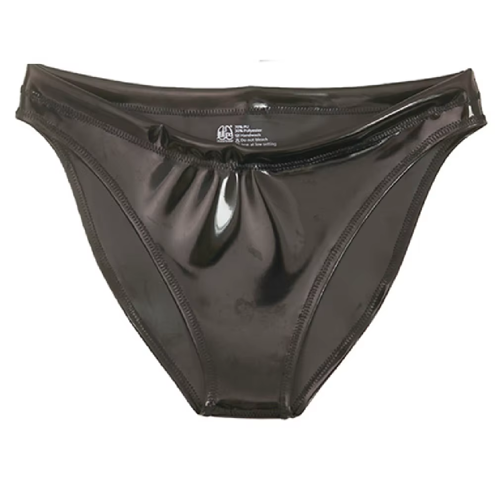 Double brillant en cuir PU culotte aspect mouillé PVC slips collants Sexy Tangas femmes scène Perfor
