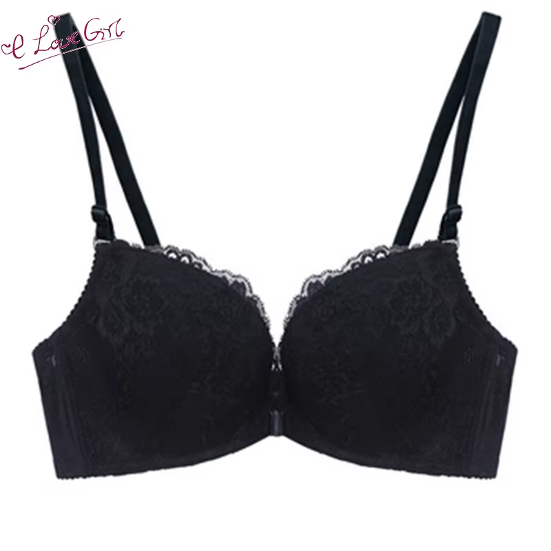 Soutien-gorge push-up en dentelle sexy sans fil pour femme, fermeture à l'avant, sous-vêtement confo
