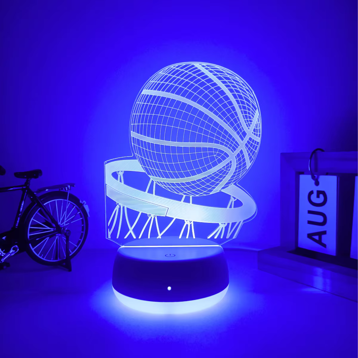 1 veilleuse LED de basket-ball de style sportif moderne, veilleuse à vision stéréoscopique 3D, adapt