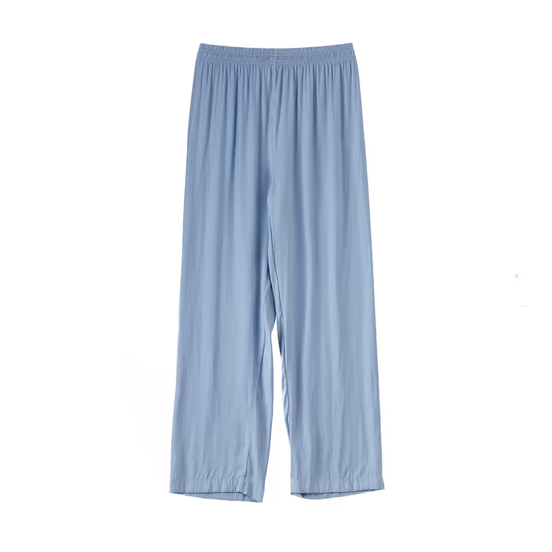 Pantalon de pyjama pour femme, vêtement de maison décontracté, droit, jambes larges, printemps été