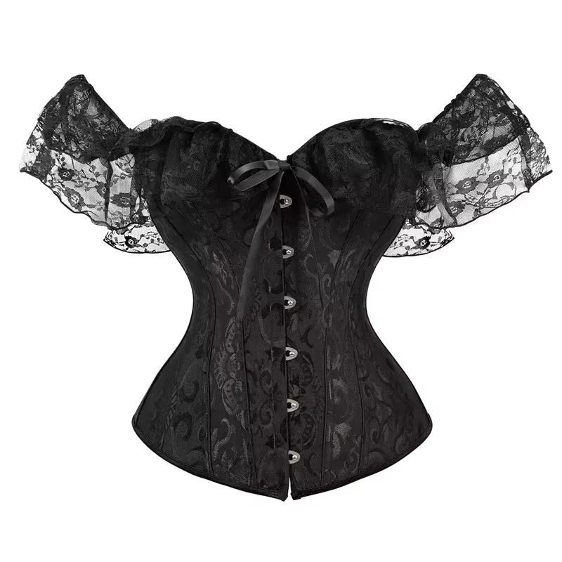 Corset gothique à épaules dénudées pour femmes, avec manches en dentelle, Costume de fête de Showgir
