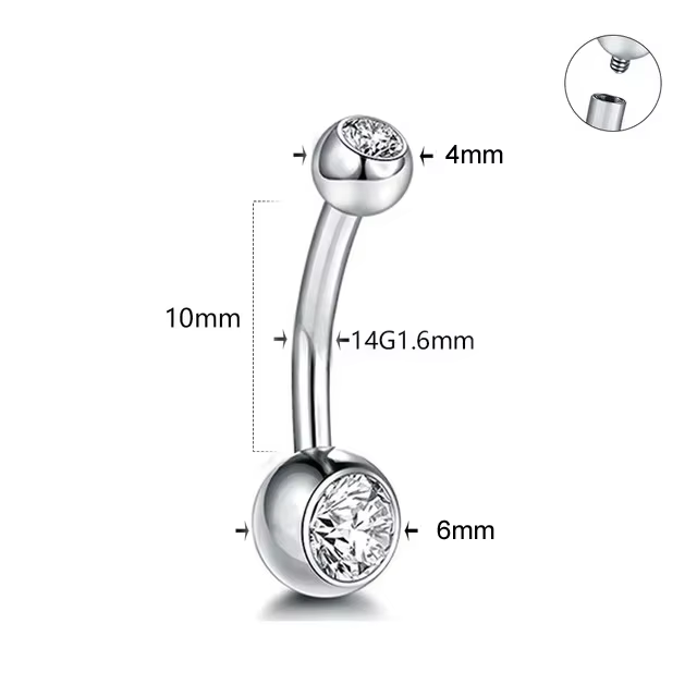 1Pc titane Zircon ventre anneau nombril Piercing fileté interne nombril anneau Ombligo corps Piercin