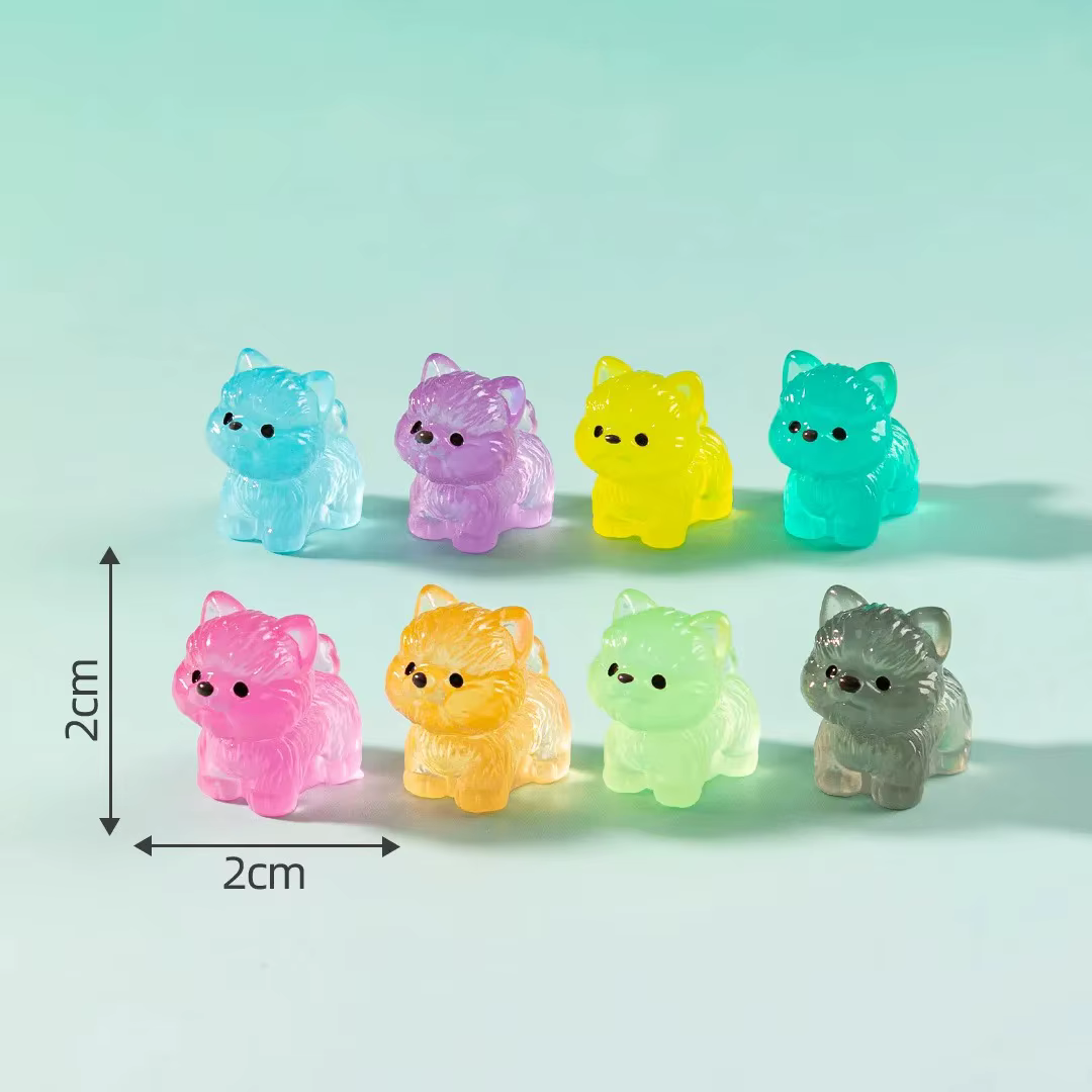 8 pièces Mini figurines lumineuses chiot Miniature décor lueur la nuit chien poupées bricolage fée j