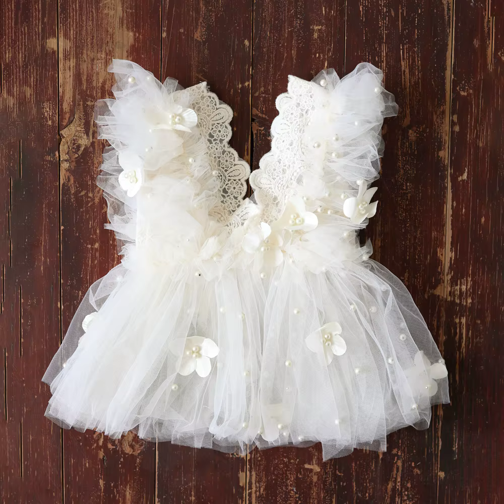 Robe tutu blanche pour bébé fille, accessoires de photographie pour nouveau-né, jupe en tulle à vola