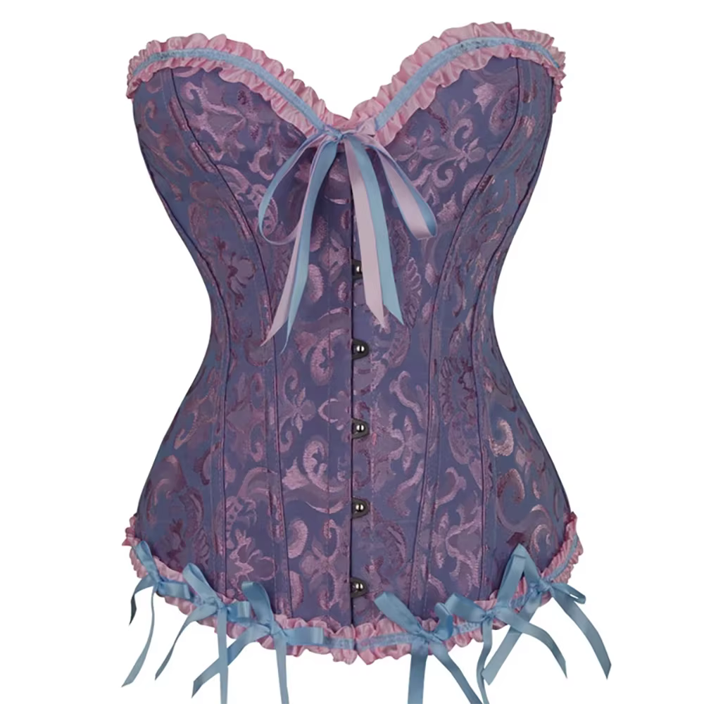 Corset victorien pour femme, bustier vintage à lacets, gaine sculptante à baleines, corset jacquard 