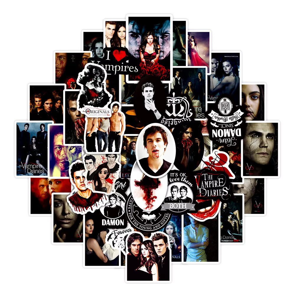 50 autocollants esthétiques The Vampire Diaries pour scrapbooking, graffiti, DIY, journal, coque de 