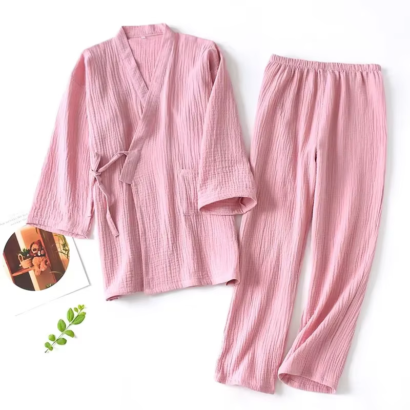 Pyjama d'été pour femme, style japonais, en gaze de coton fine, kimono yukata, vêtement d'intérieur,