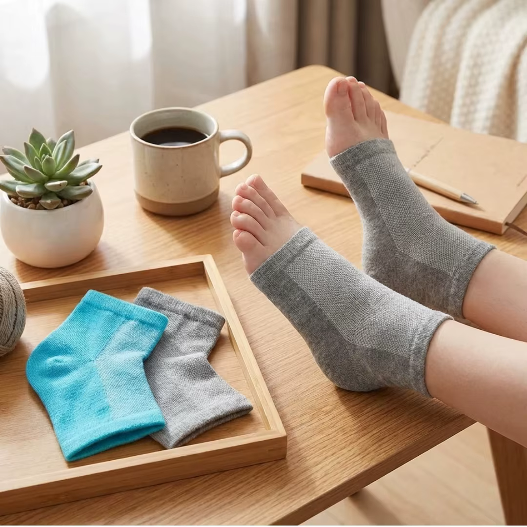 2 paires de chaussettes en silicone pour les talons secs et gercés des femmes, chaussettes hydratant