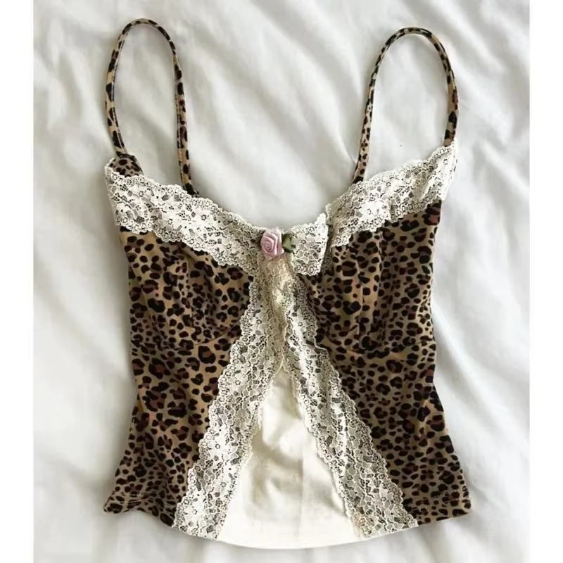 Été nouveau Sexy épice français élégant haut pour femme dentelle Patchwork licou gilet jupe florale 