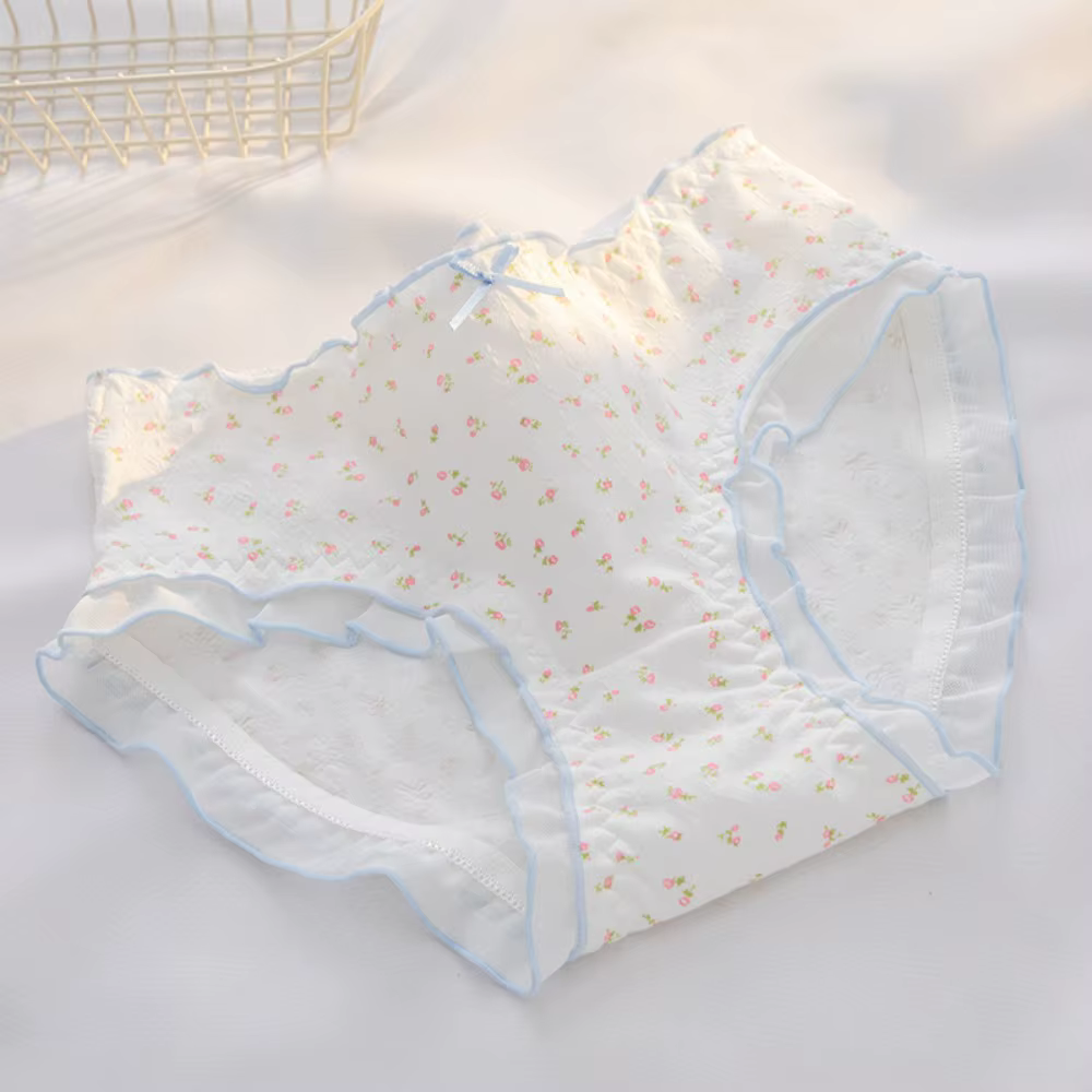 Culottes en coton à motif floral style français, taille mi-haute, confortables, pour femmes, avec vo