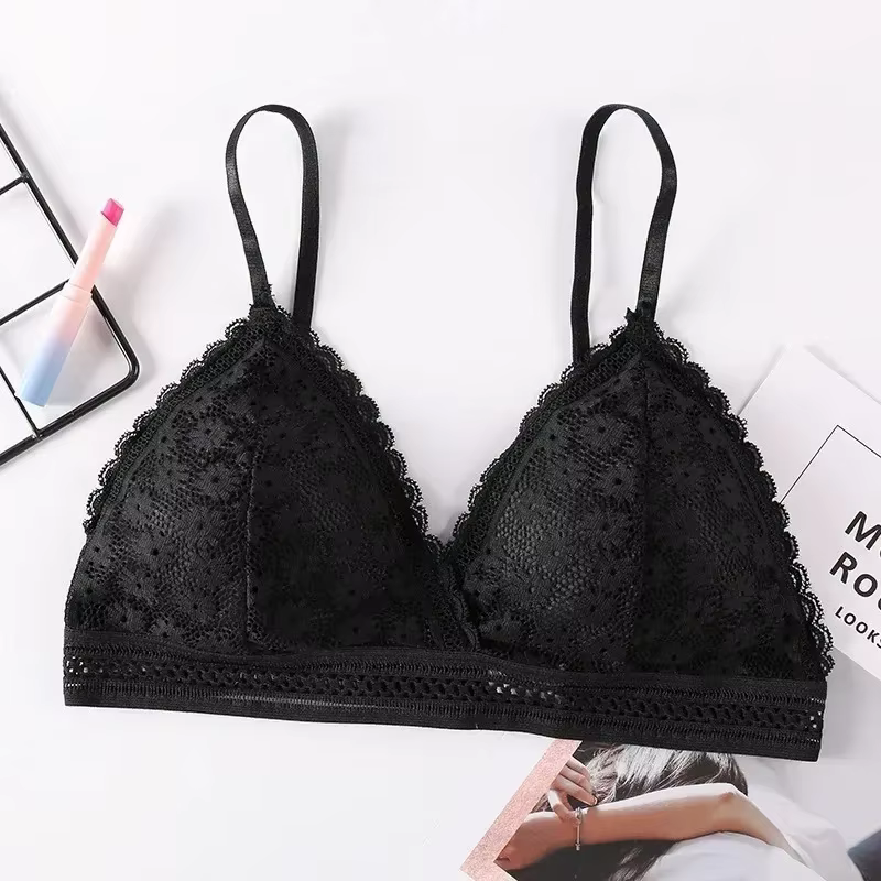 Soutien-gorge sexy en dentelle florale pour femmes, lingerie push-up respirante, bralette avec couss