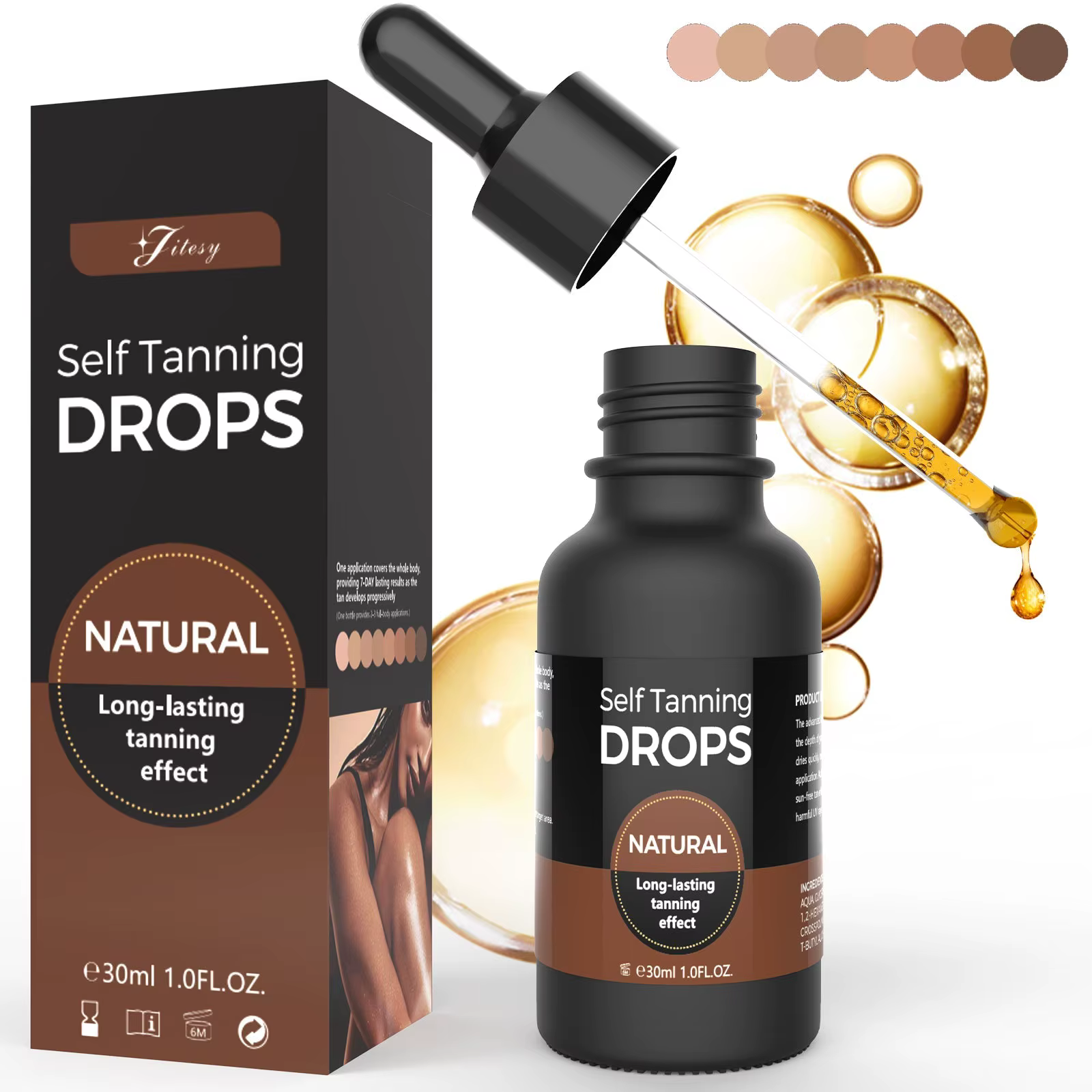 Huile de bronzage bronzante pour le corps bronzage instantané mais foncé bronzage de l'emballé avec