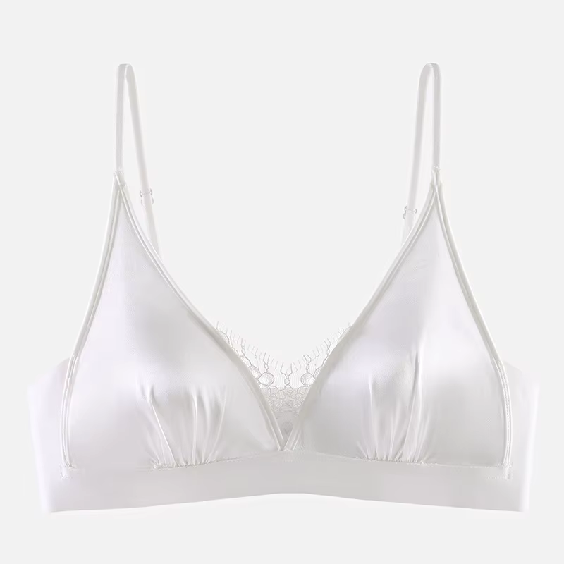 Soutien-gorge élégant français sans armatures, lingerie de luxe en satin, bralette pour petite poitr