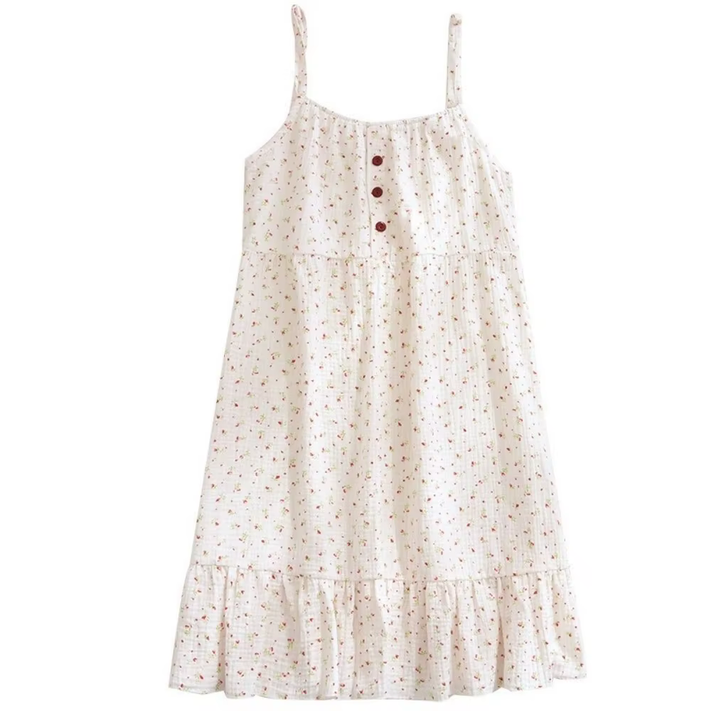 Nouvelle chemise de nuit douce à imprimé floral, confortable et décontractée, jupe de nuit élégante