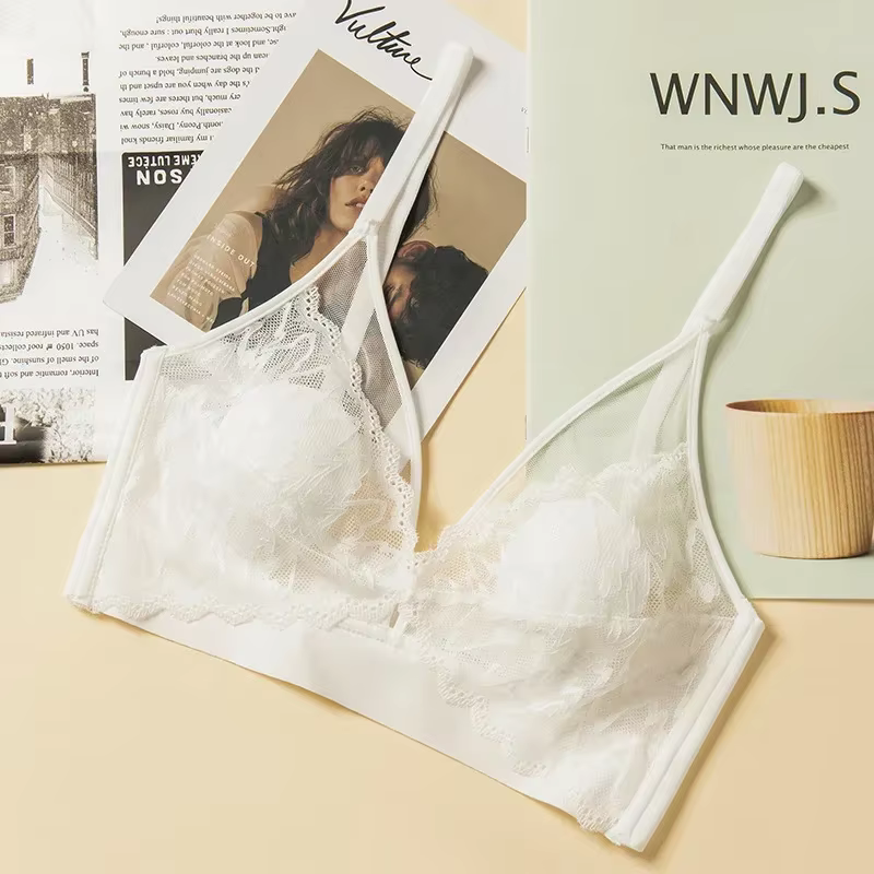 Soutien-gorge Push Up en dentelle pour femmes, sous-vêtements en V profond, brassière sans fil, bonn