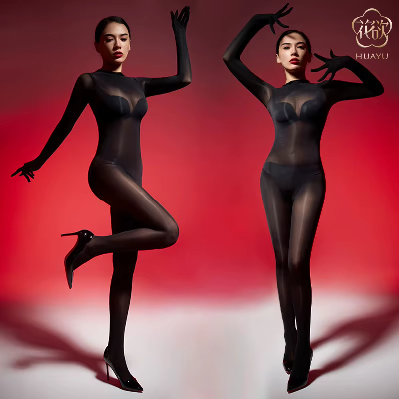 Body sans couture Triangle entrejambe corps complet couvre-tête cinq doigts ouvert entrejambe pénis 