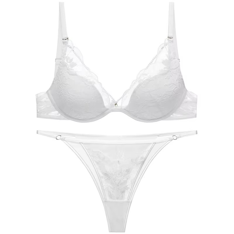 Ensemble de lingerie fine française Logirlve pour femme, sexy, en satin et dentelle, avec soutien-go