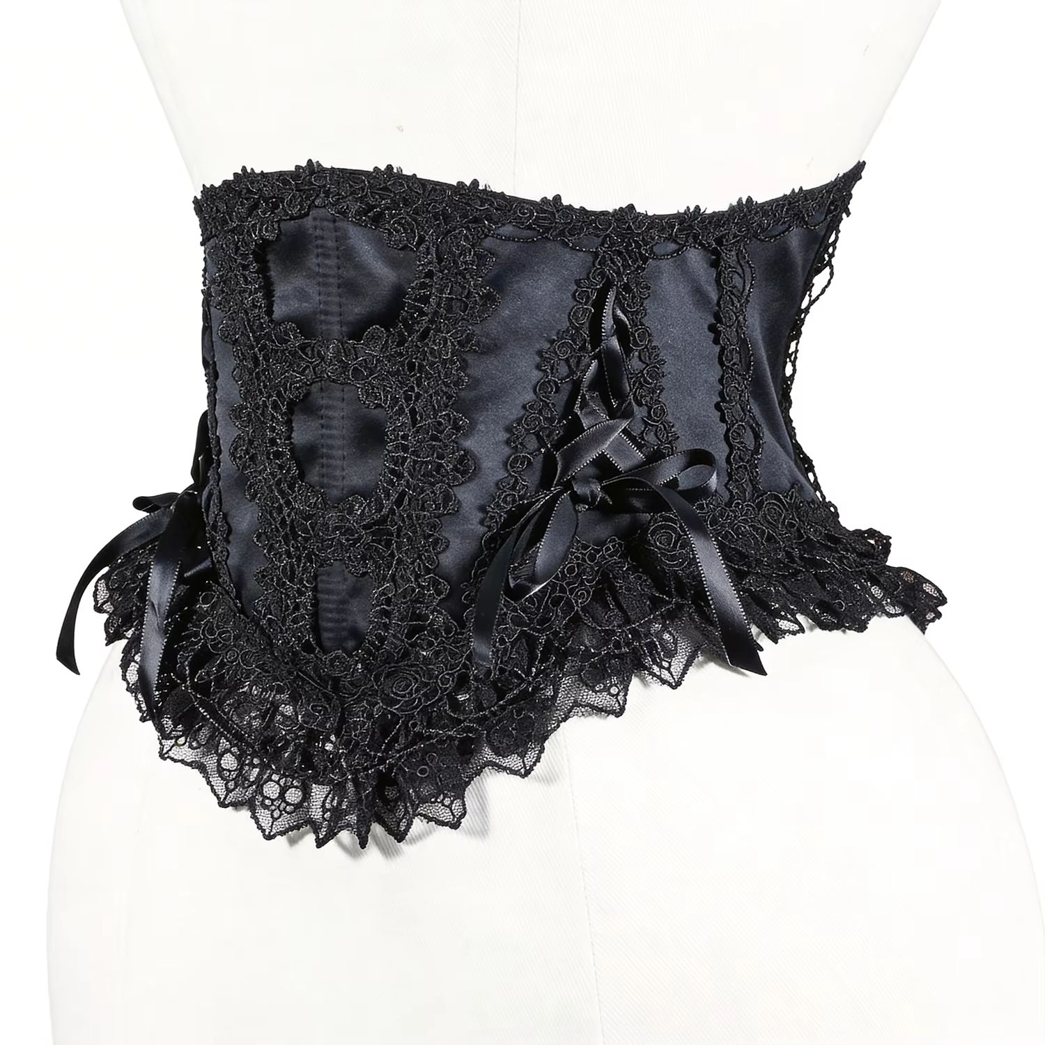 Corset gothique en dentelle pour femme avec baleines de soutien, amincissant, dos lacé, style Lolita