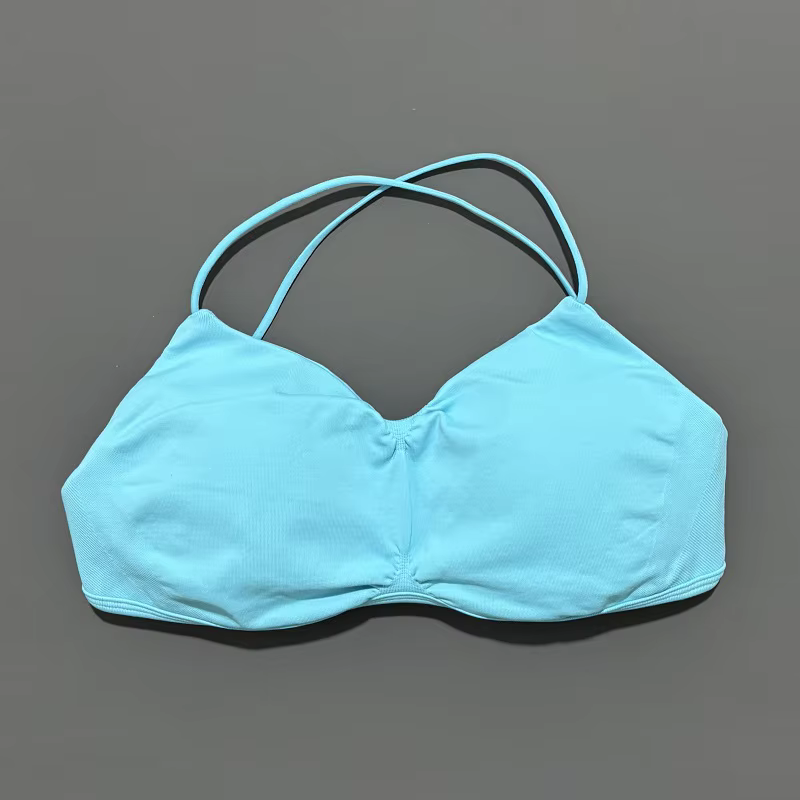Soutien-gorge de sport athlétique pour femme, dos croisé, respirant, doux, à bretelles halter, maint