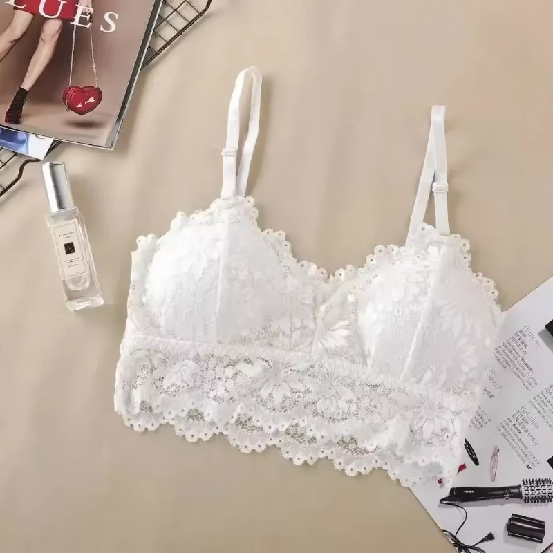 Beau dos soutien-gorge femme mince dentelle soutien-gorge femme sans anneau en acier fronde sangle p