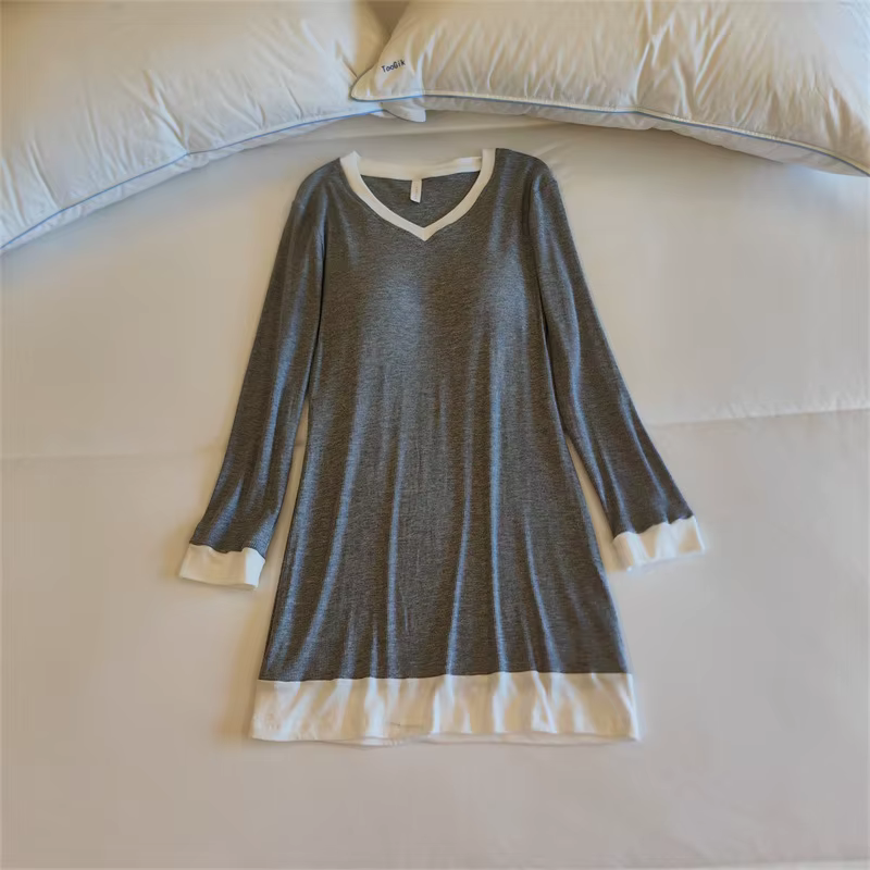 Mode automne hiver robe de nuit femme décontracté coussin de poitrine à manches longues chemises de