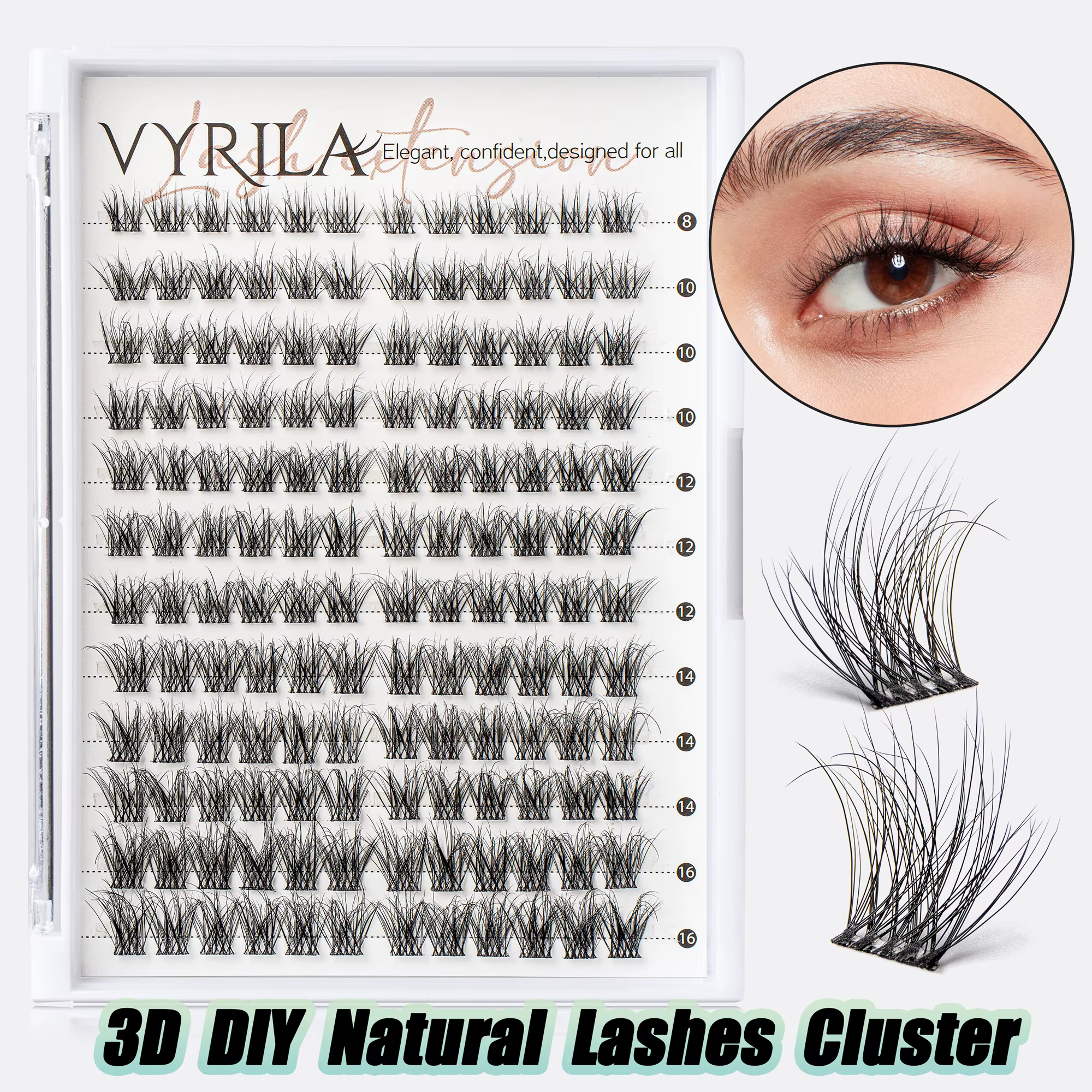 Individuálne mihalnice Cluster C Curl Mix 3D nadýchané DIY predlžovanie mihalníc 0