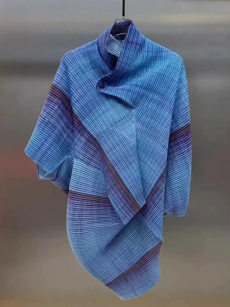 YUDX plisovaný farebný blok nepravidelný t-shirt pre ženy s prehnutými rukávmi netopier voľný módny Chic Štýl nový 2025 žena